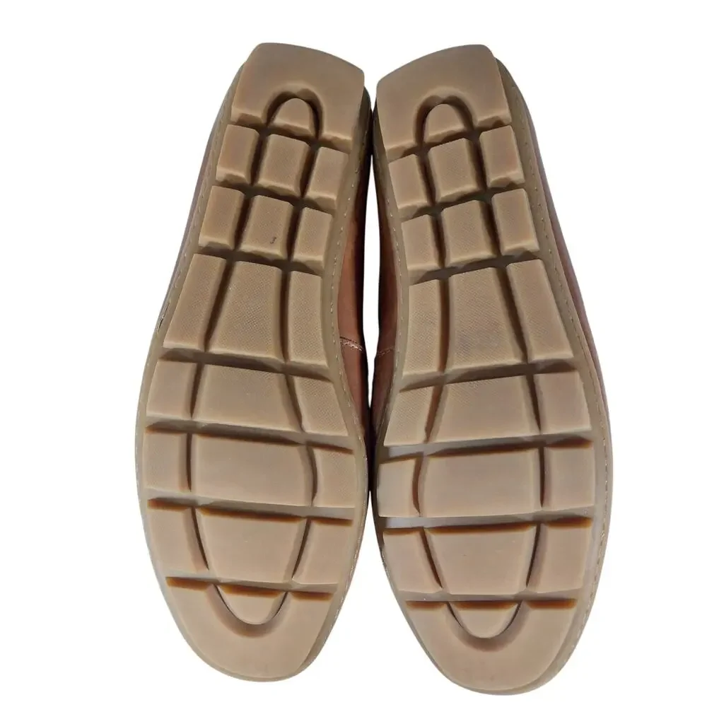 NWOT! COACH! MOTT PECAN BROWN GENUINE LEATHER NUBBY WRAPPED SOLE LOAFERS! 9.5M